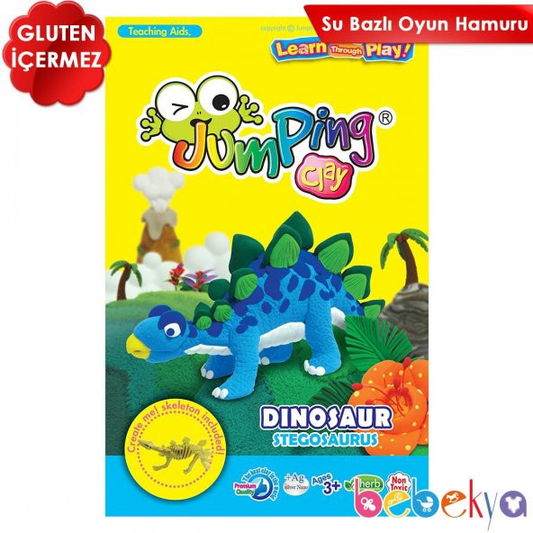 Jumping Clay Kendi Oyuncağını Kendin Yap Modelleme Oyun Hamuru Seti Stegosaurus