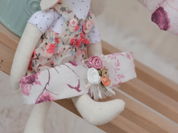 Çiçekli Saç Bantlı Külotlu Kız Bebek Bayramlık Elbise Takım Ekru 11578 - 3