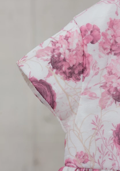 Çiçekli Saç Bantlı Külotlu Kız Bebek Bayramlık Elbise Takım Ekru 11578 - 4