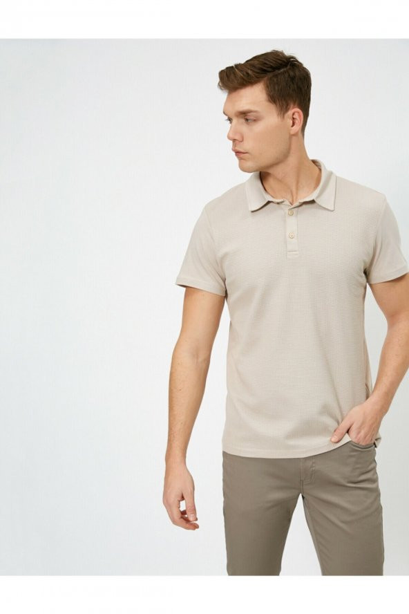 KOTON Erkek Bej Polo Yaka T-Shirt 0YAM12003ZK
