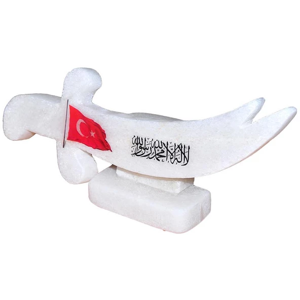 Tevhid Türk Bayrağı Logolu Kılıç Şekilli Kaya Tuzu Biblosu 2-3KG - 5