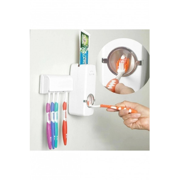 New and Single Diş Macunu Sıkacağı 5li Fırça Tutucu Diş Macunu Sıkma Makinesi Fırça Tutucu