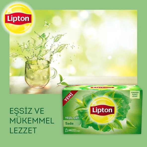 Lipton Yeşil Çay Sade Bitki Bardak Poşet Çayı 20li X 6 Adet - Resim 4
