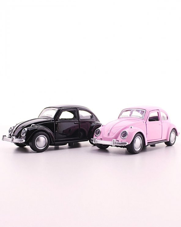 2 Adet Siyah Pembe Metal Vosvos Araba Dıe Cast Büyük Boy 12cm - 4