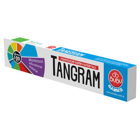 Bu-Bu Games Renkli Tangram 17x17 Doğal Renkli Ahşap Tangram