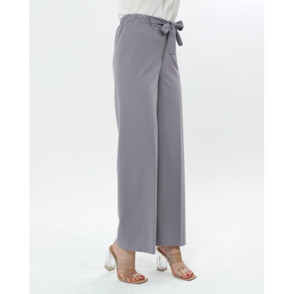 Scuba Bol Paça Kumaş Kemerli Pantolon Cepsiz Kumaş Pantolon Bol Tesettür Pantolon Kumaş Kadın Pantolon - 4