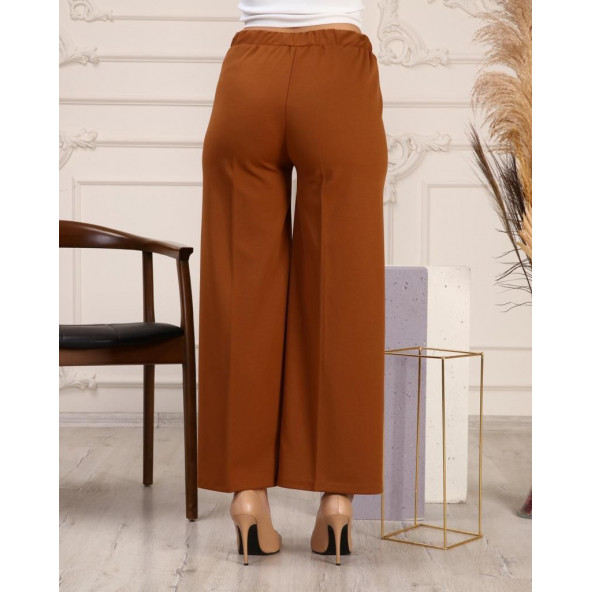 Scuba Bol Paça Kumaş Kemerli Pantolon Cepsiz Kumaş Pantolon Bol Tesettür Pantolon Kumaş Kadın Pantolon - 6