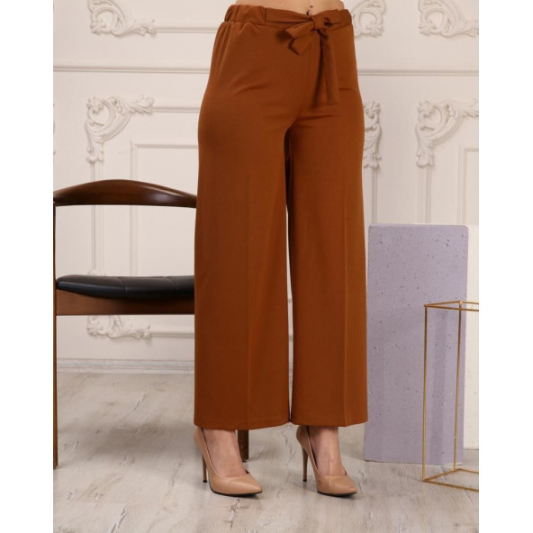 Scuba Bol Paça Kumaş Kemerli Pantolon Cepsiz Kumaş Pantolon Bol Tesettür Pantolon Kumaş Kadın Pantolon - 7