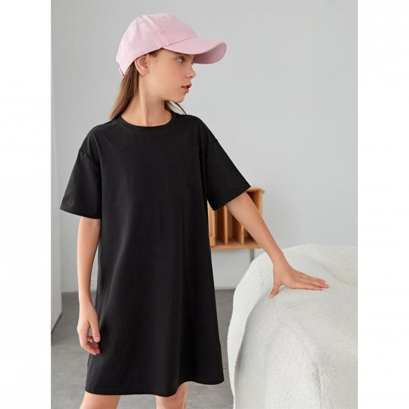 Kız Çocuk Siyah Tişört Elbise 4010-301