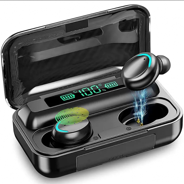 BTH-F9-5 yeni Bluetooth uyumlu 5.0 TWS Dijital Ekran Dokunmatik Kulaklık Su Geçirmez Kablosuz Kulaklık - 2