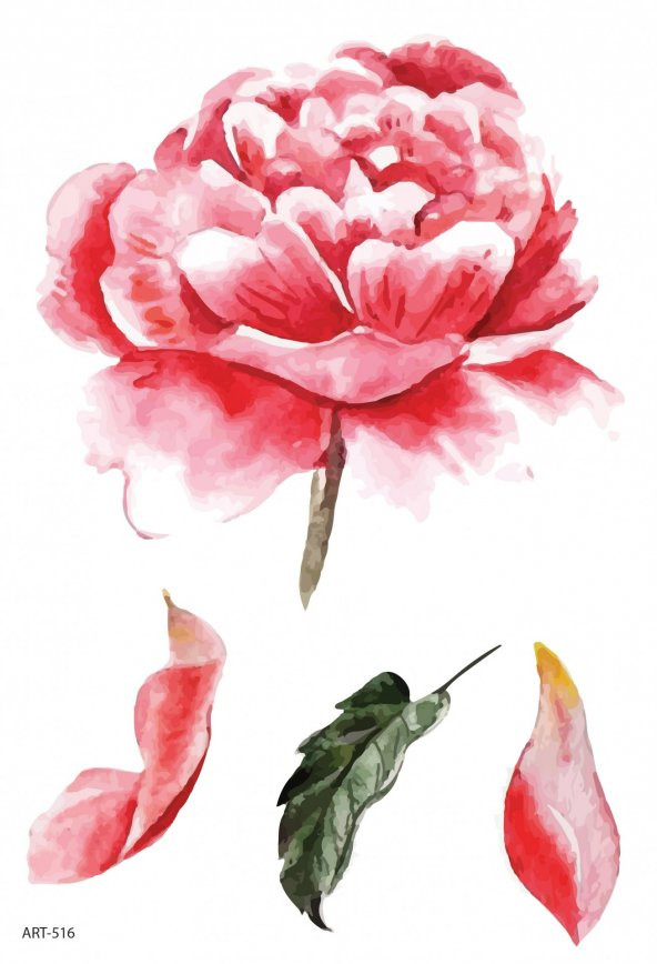 Pembe Gül - 2 Geçici Dövme,Geçici Tattoo ,Vücut Dövme,Kol Bilek Dövme,Boyun Dövme,Sırt Dövme - 2