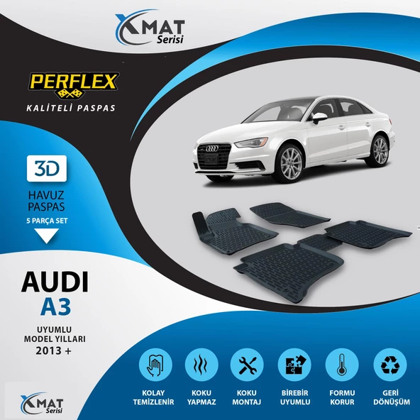 Perflex Paspas 3D Havuzlu X-Mat Audi A3 2013+