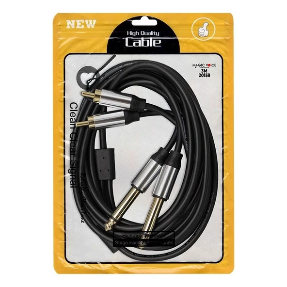 Powermaster Kd398 2x6.3mm Mono Erkek 2X Rca Erkek 3 Metre Kablo Ses Kablosu - 6