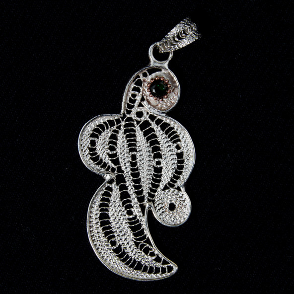 Tavus Kuşu Motifli Kolye Ucu