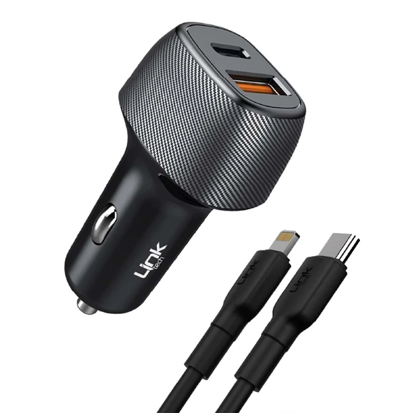 LinkTech C498 38W 2x USB Type-C - Lightning Kablolu Araç Şarj Aleti