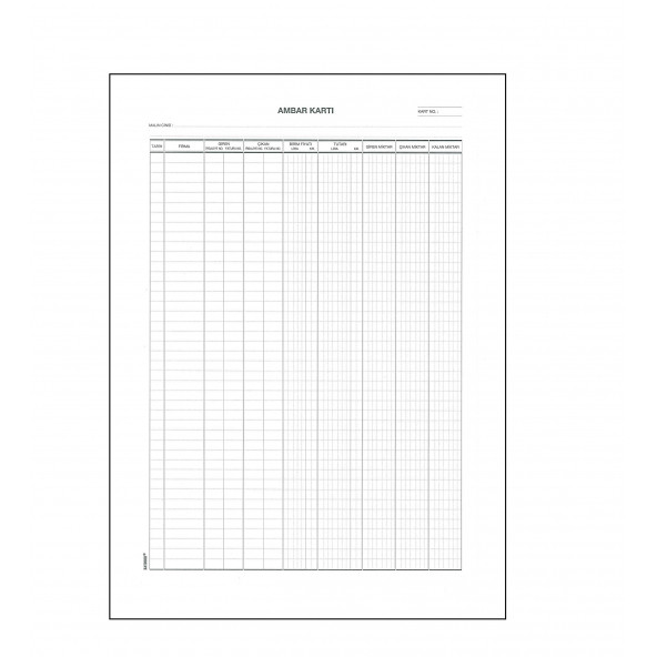Ambar Kartı (Boyut : A4 - 6yaprak) ürün görseli 1