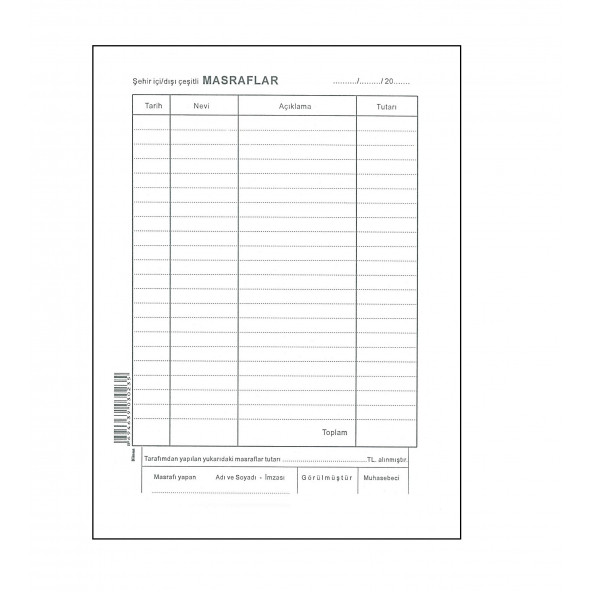 Masraflar FÖYÜ (Boyut : A5 - 26yaprak)