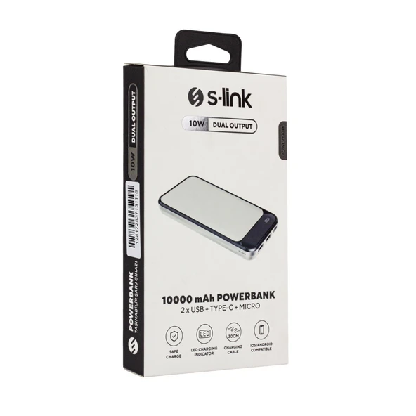 S-LINK IP-G2710 10000 MAH POWERBANK 2 USB PORT BEYAZ LCD GÖSTERGELİ POWERBANK - 12