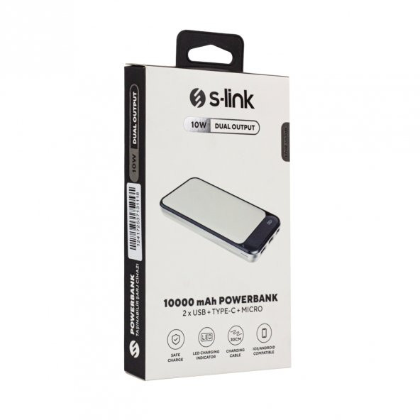 S-LINK IP-G2710 10000 MAH POWERBANK 2 USB PORT BEYAZ LCD GÖSTERGELİ POWERBANK - 8