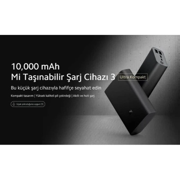 Xiaomi Ultra Compact Pro 3 10000 Mah Siyah Powerbank - Resim 2