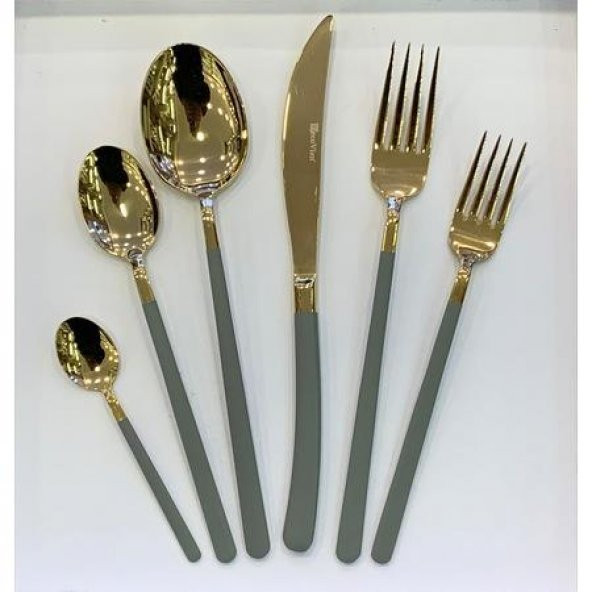 Decovien Comfort Füme & Gold 36 Parça Çatal Kaşık Bıçak Seti - 3