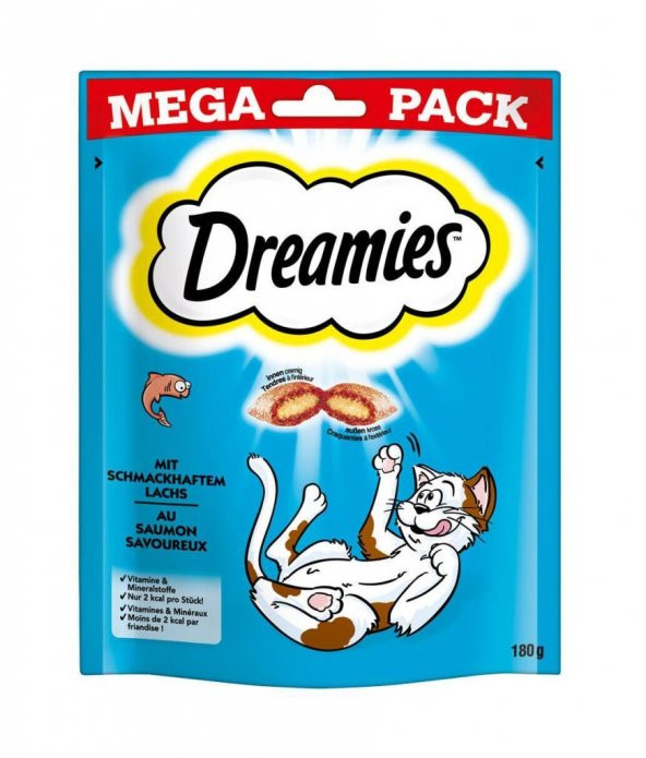 Dreamies Mega Pack İç Dolgulu Somonlu Kedi Ödül Bisküvisi 180gr