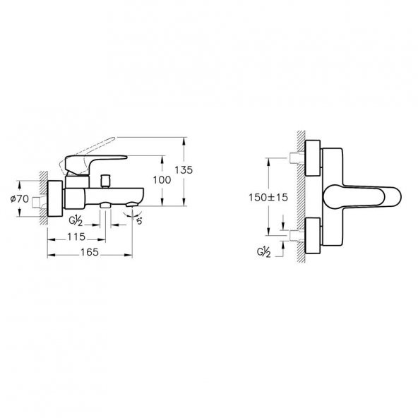 Artema Root Round Banyo Bataryası Krom A42725 - 2