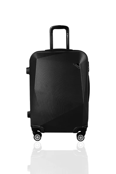 Polo&Sky Elmas Pembe Renk Kabin Boy + Elmas Siyah Orta Boy 2'li Valiz Seti - Resim 3