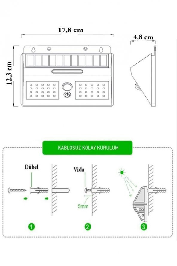 Philips BWS010 10W Solar Güneş Enerjili Duvar Aplik Beyaz Işık - Dış Mekan Sensörlü Aydınlatması - 2