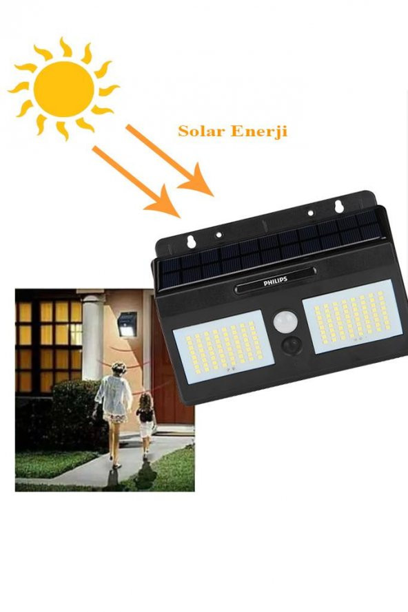 Philips BWS010 10W Solar Güneş Enerjili Duvar Aplik Beyaz Işık - Dış Mekan Sensörlü Aydınlatması - 3