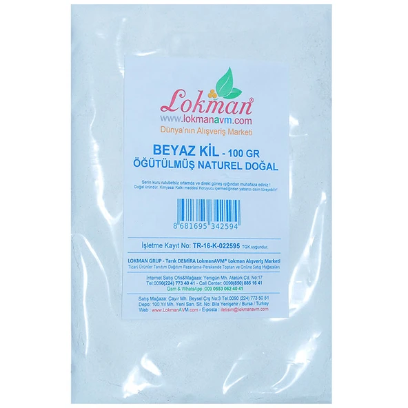 LokmanAVM Beyaz Kil Öğütülmüş Doğal Saf Naturel 100 Gr Paket - Resim 6