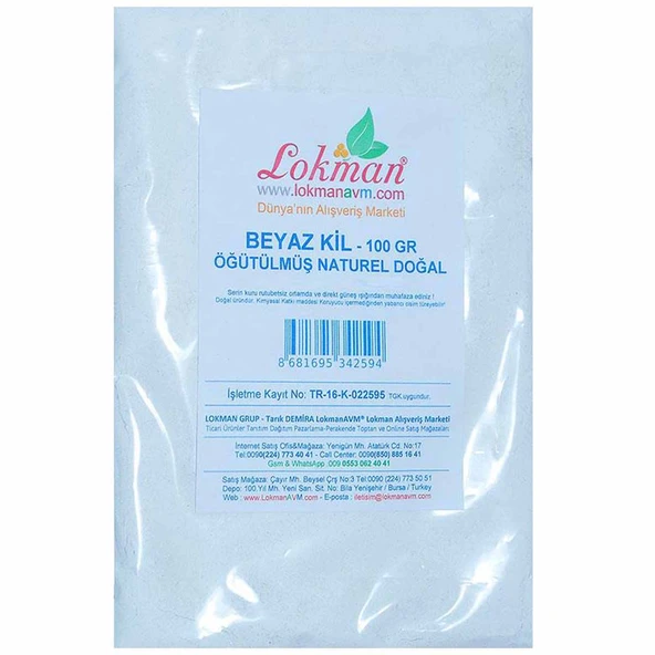 LokmanAVM Beyaz Kil Öğütülmüş Doğal Saf Naturel 100 Gr Paket - Resim 4