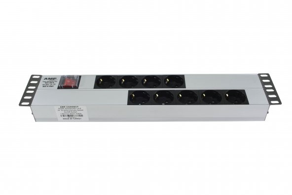 19" 2U 9Lu Schuko Anahtarlı Alüminyum Rack Kabin Grup Prizi Pdu - 2