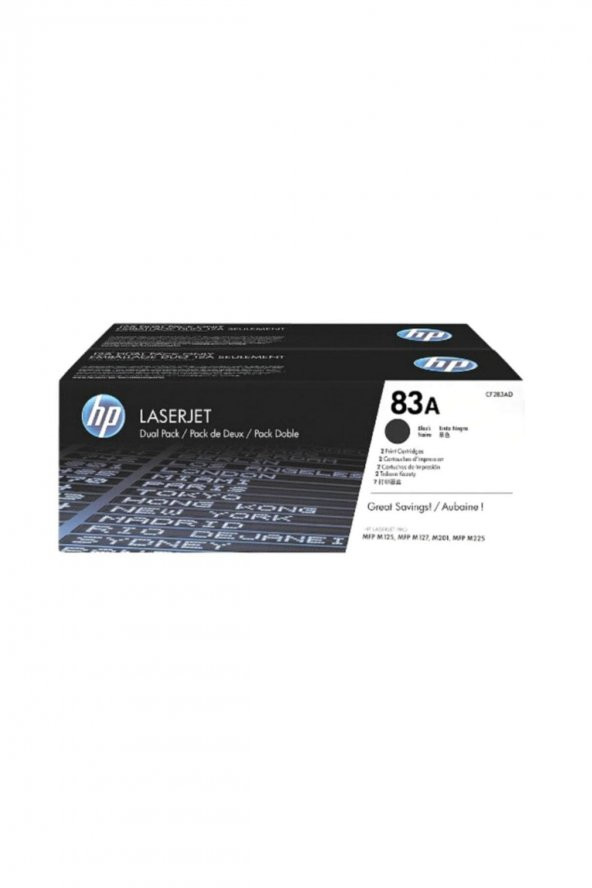 HP CF283AD (83A) SİYAH ORJİNAL TONER İkili Paket M127 / M125 / M201 ürün görseli 1