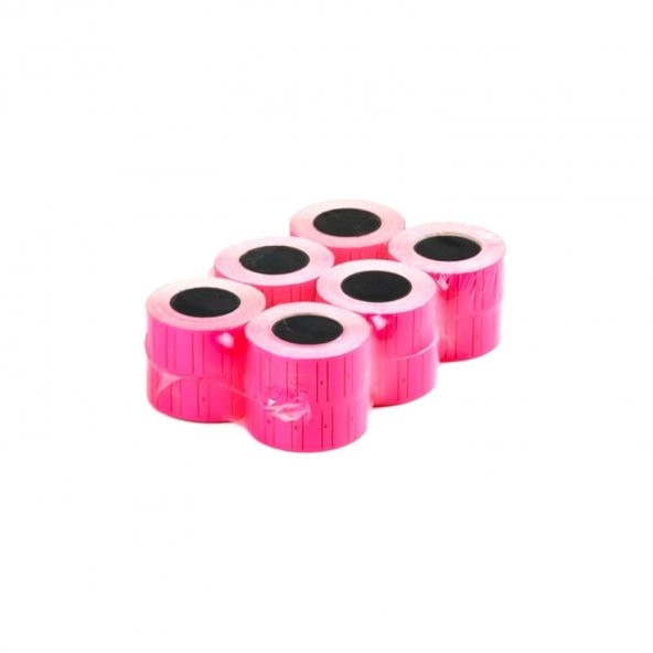 TANEX ÇİZGİLİ FLO PEMBE FİYAT ETİKET (12 * 21 mm) ( 6 Rulo )