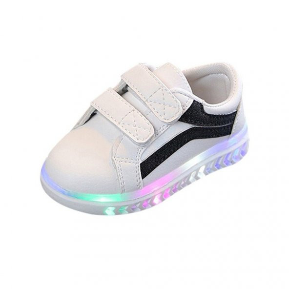 Çocuk Çizgili Bant Tasarım Renkli Led Işıklı Spor Ayakkabı (550289972)