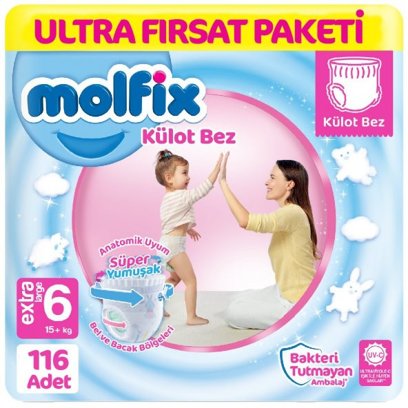 Molfix Külot Bebek Bezi 6 Beden Ultra Fırsat Paketi 58*2 116 Adet