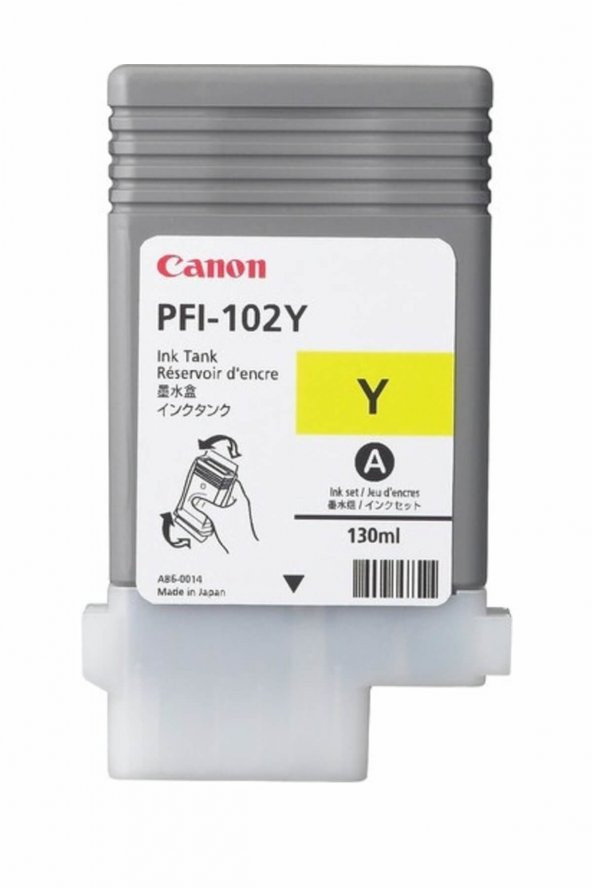 Canon PFI-102Y Sarı Orjinal Kartuş - IPF500 / IPF600 / IPF700 ürün görseli 1