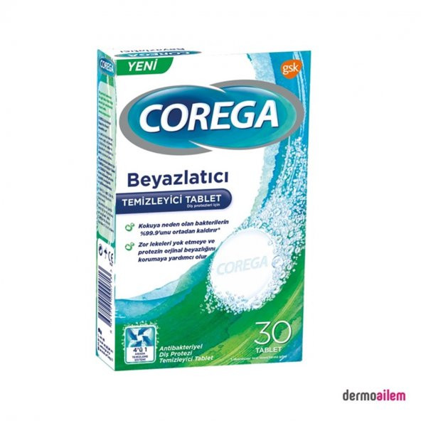 Corega Diş Protezi Beyazlatıcı Temizleyici 30 Tablet