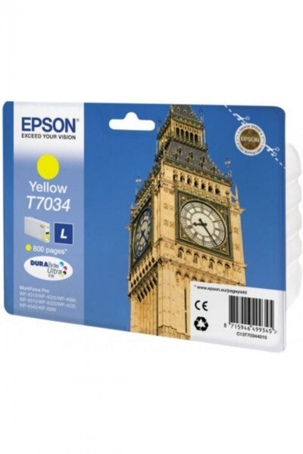 EPSON T7034 (T70344010) SARI KARTUŞ - WP-4015DN / WP-4025DW / WP-4525