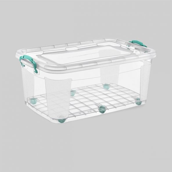 Polytime Tekerlekli Multibox Şeffaf Kilitli Saklama Düzenleme Kabı Kutusu - Dikdörtgen - 40 Litre - 2