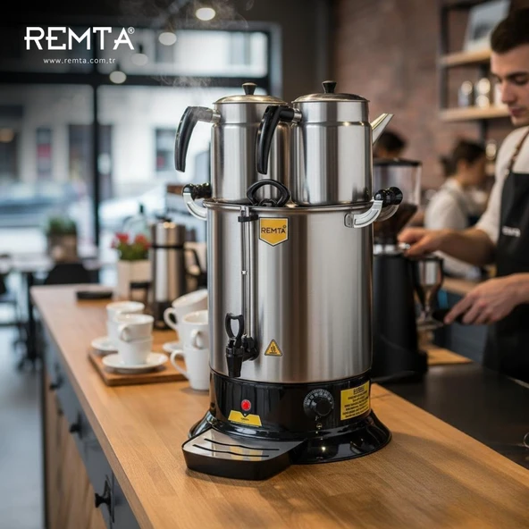 Remta Platin Model Çift Demlikli Çay Makinesi 17 Lt (demlikler Dahil) PT14 - Resim 2