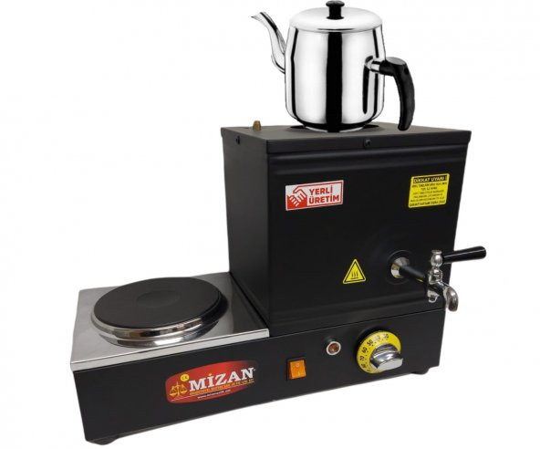 Mizan MC205-SYH Tek Demlikli 10 Lt. Pleytli Çay Kazanı - Elektrikli Siyah Kahveci Ocağı + Demlik