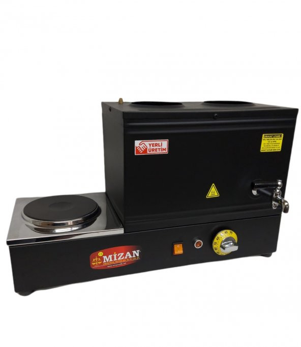 Mizan MC206-SYH Çift Demlik 20 Lt. Pleytli Çay Kazanı - Elektrikli Siyah Kahveci Ocağı