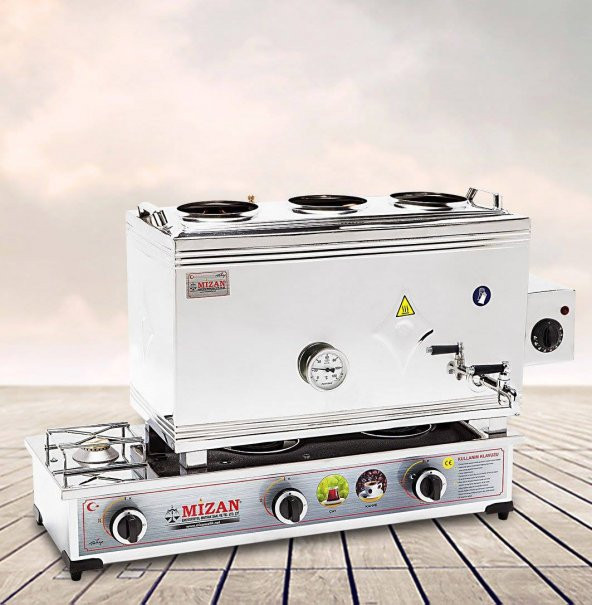 Mizan MC401 Çay Kazanı LPG Tüplü +Elektrikli Üç Demlik Kahveci Ocağı 40 Lt