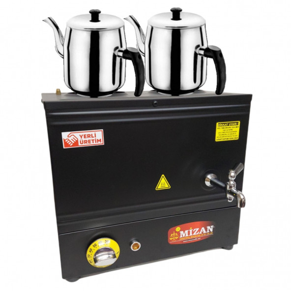Mizan MC216-SYH Çift Demlik 20 Lt. Pleytsiz Çay Kazanı - Elektrikli Siyah Kahveci Ocağı + Demlik