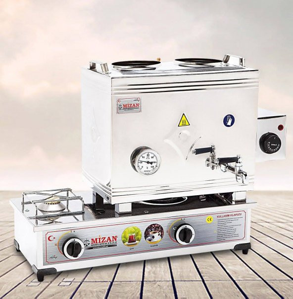 Mizan MC402 Çay Kazanı LPG TÜPLÜ+ Elektrikli Çift Demlik Kahveci Ocağı 30 Lt