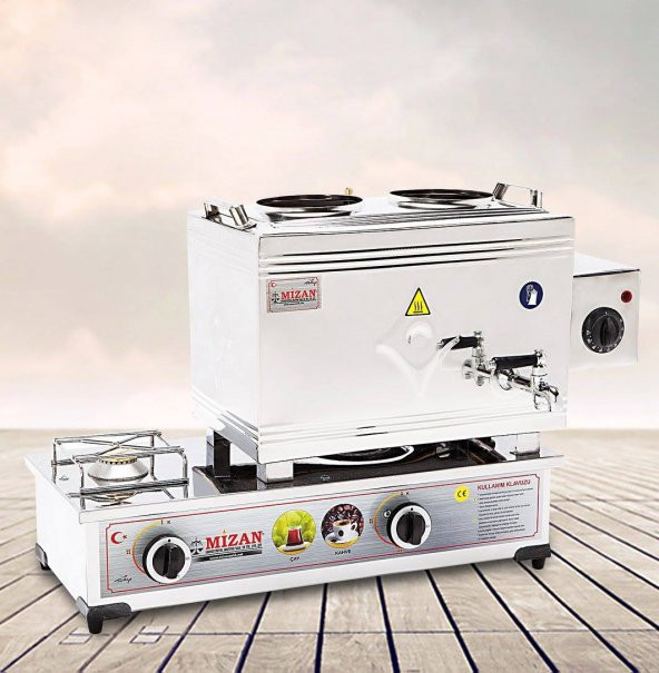 Mizan MC403 Mizan Çay Kazanı LPG TÜPLÜ+ Elektrikli Çift Demlik Kahveci Ocağı 20 Lt
