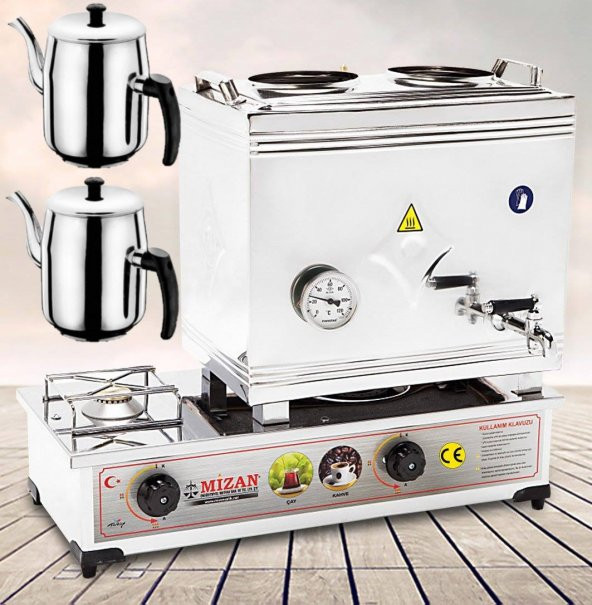 Mizan MC103 Mizan Çay Kazanı DOĞALGAZ Çift Demlik Kahveci Ocağı 30 Lt + 2 DEMLİK