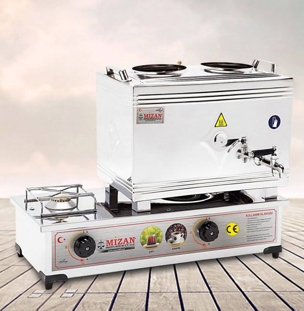 Mizan Mizan Çay Kazanı LPG TÜPLÜ Çift Demlik Kahveci Ocağı 20 Lt MÇ102